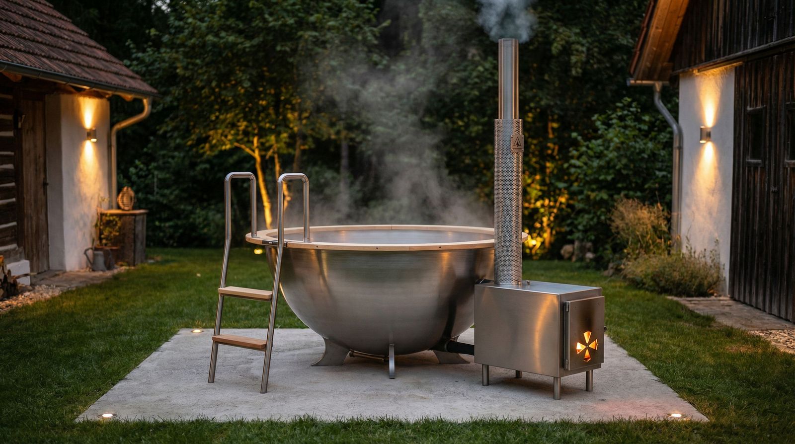 Feuerwasser Badezuber im Garten